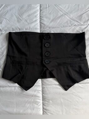 Black Button-Front Crop Top Waist Corset NWOT Cupshe